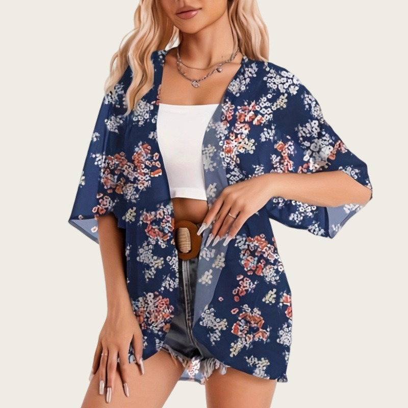 Swimsuit Woman 2025 Kimono Car - Kimono Sheer Floral avis et prix