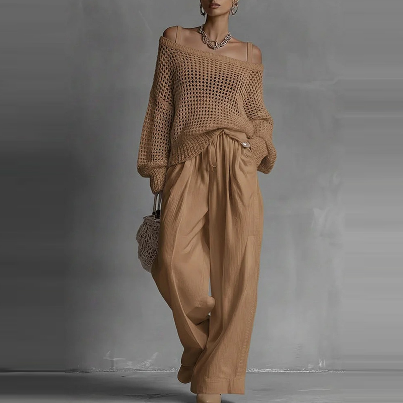 Fashion Solid One Shoulder Lon - Linen Pant Wide avis et prix