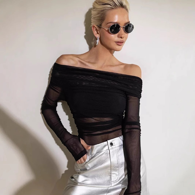 Women  Mesh Off Shoulder Top S - Blouse Off Shoulder avis et prix