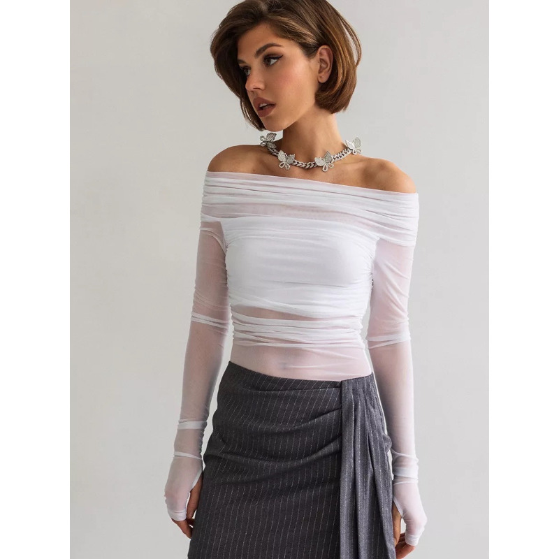 Women  Mesh Off Shoulder Top S - Blouse Off Shoulder avis et prix