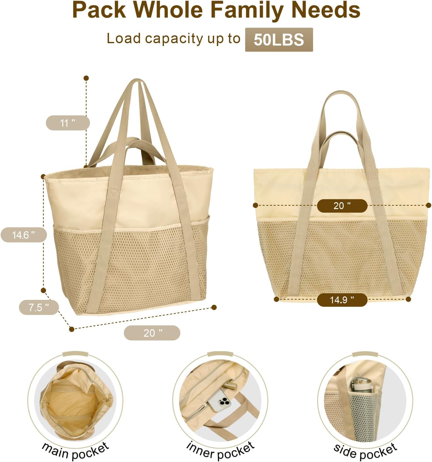 Waterproof Beach Bags for Wome - Tote Bag Beach avis et prix