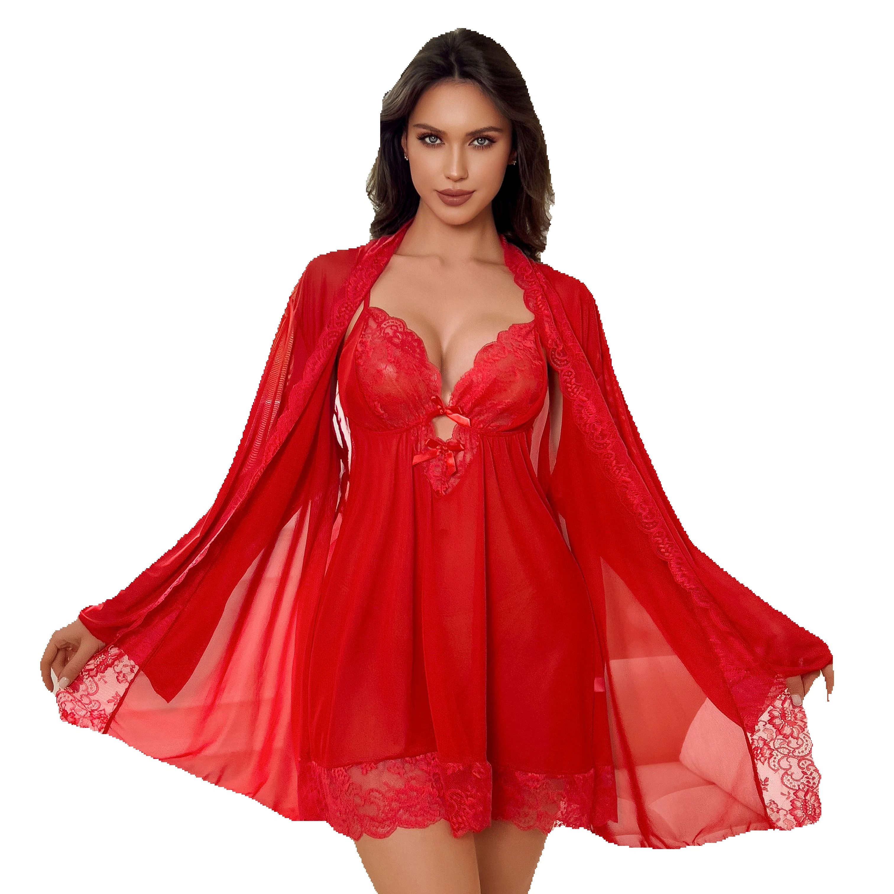 Plus Size Women Sexy Red Sheer - Kimono Sheer Floral avis et prix