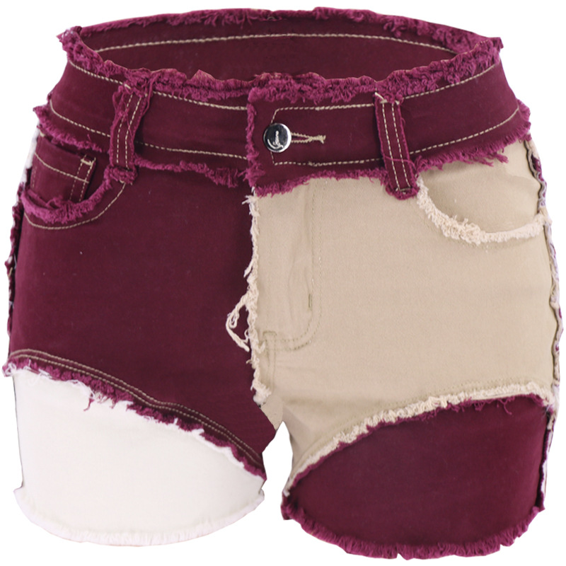 Fashion Mid-Waist Slim Fit Tor - Shorts Denim Frayed avis et prix