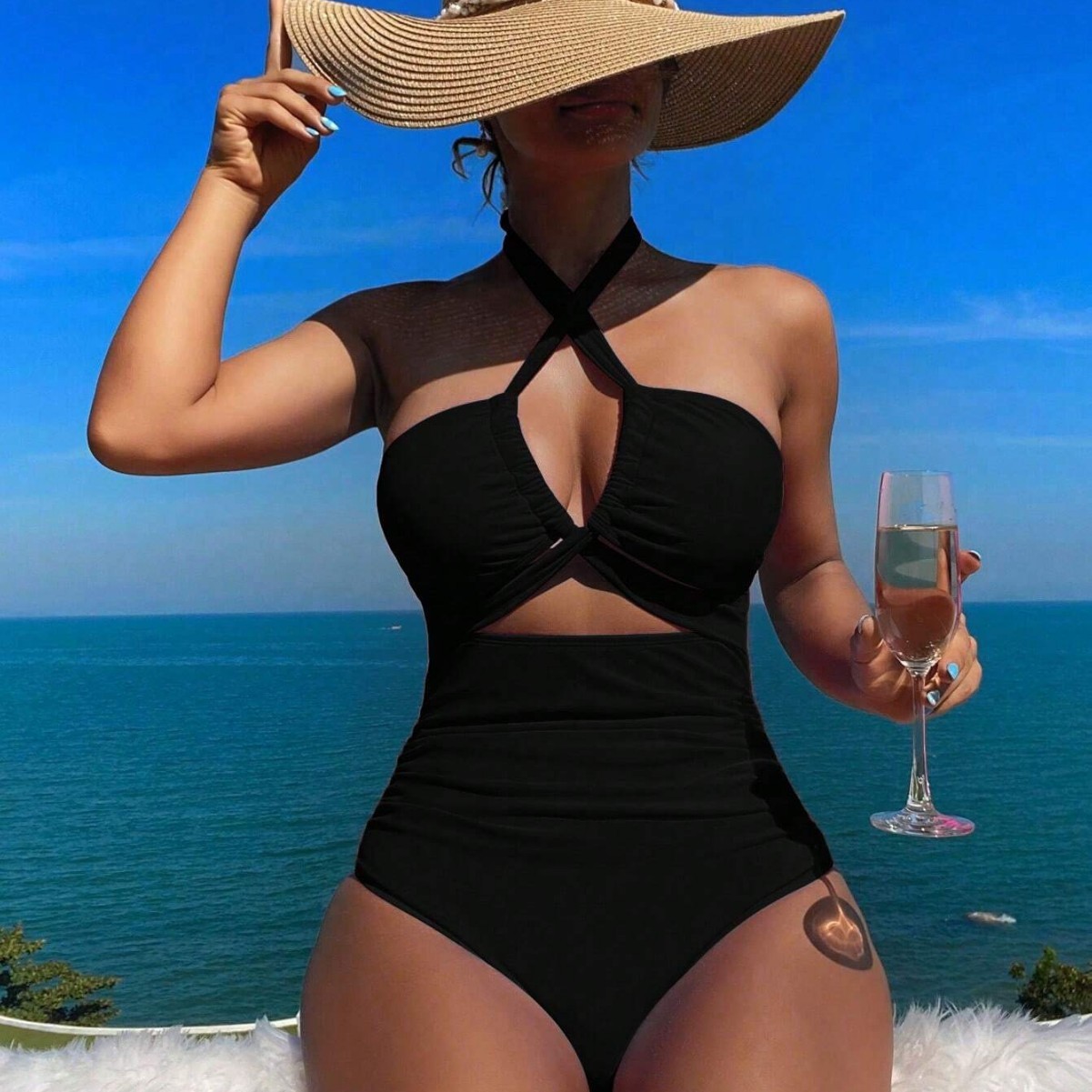 Women Swimsuit Halter Neck Sol - Swimsuit Bikini Ruched avis et prix