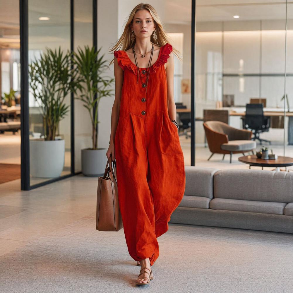Women Jumpsuit Breathable Rela - Jumpsuit Linen Relaxed avis et prix