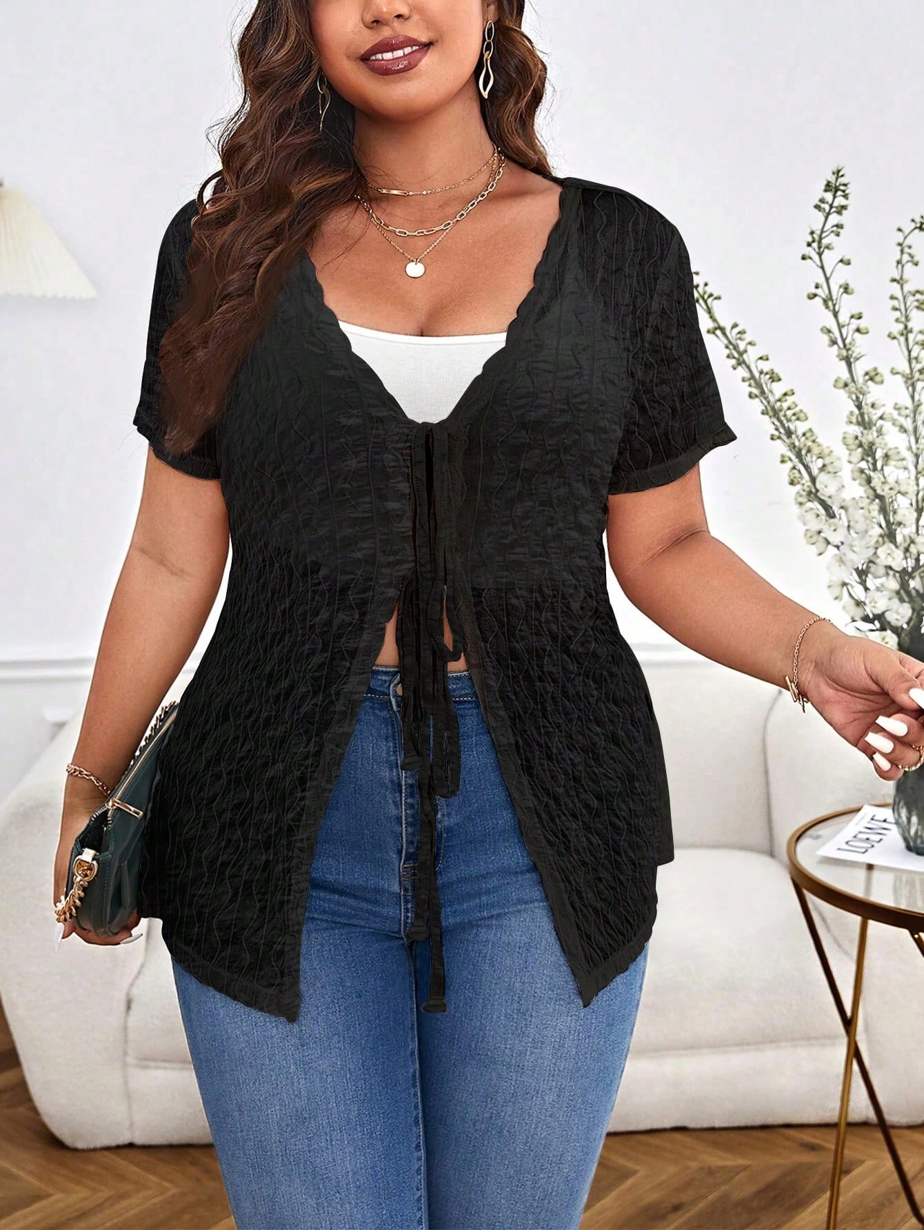 Spring Summer Plus Size Women  - Kimono Sheer Floral avis et prix