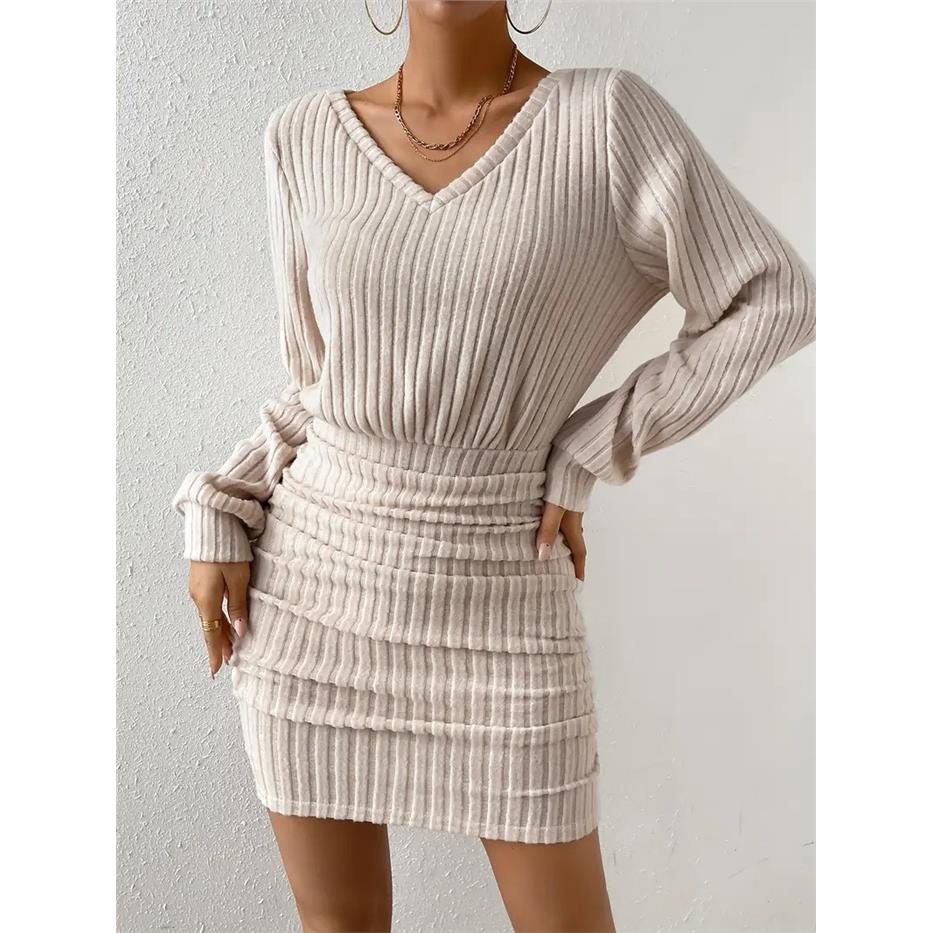 Women's Long Sleeve V-Neck Fle - Linen Dress Wrap avis et prix