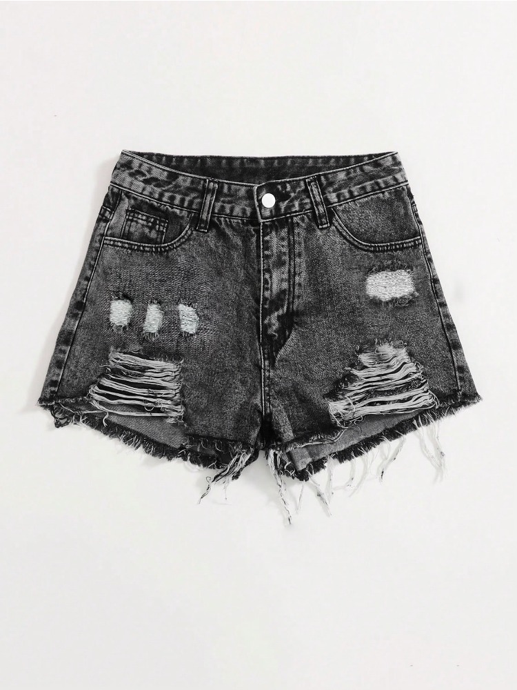2026 New Vintage Washed Denim  - Shorts Denim Frayed avis et prix