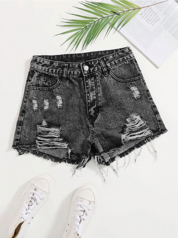 2026 New Vintage Washed Denim  - Shorts Denim Frayed avis et prix
