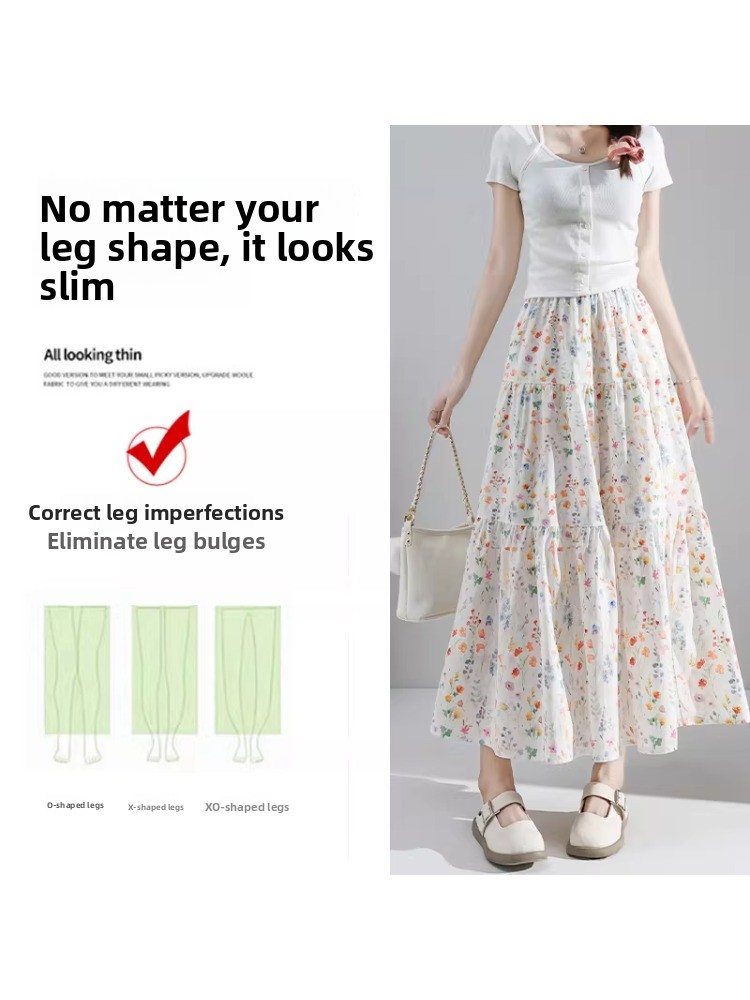 plus Size Floral Print A-Line  - Midi Skirt Floral avis et prix