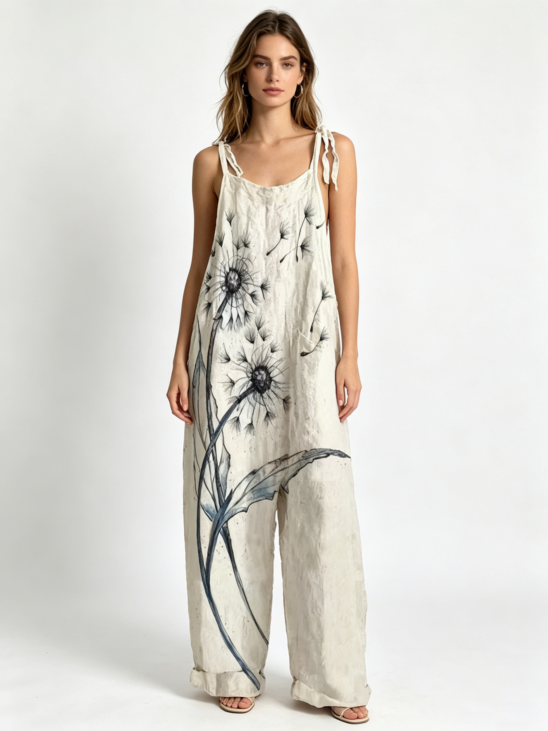 Oversized Baggy Watercolor Flo - Jumpsuit Linen Relaxed avis et prix