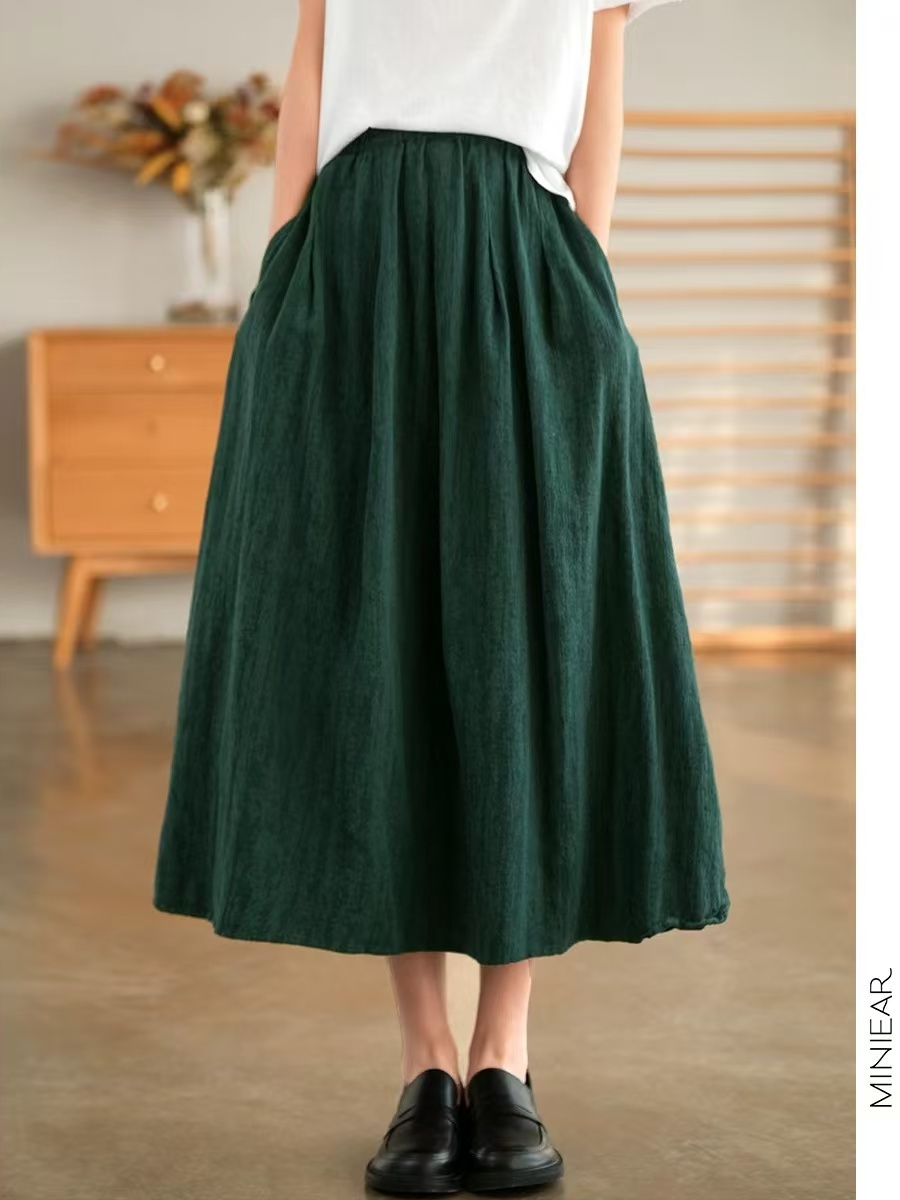 New 2025 Autumn Pure Color Flo - Midi Skirt Floral avis et prix