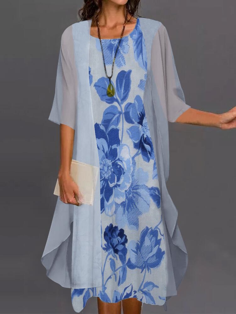 Summer Elegant Dress Two-piece - Romper Floral Print avis et prix