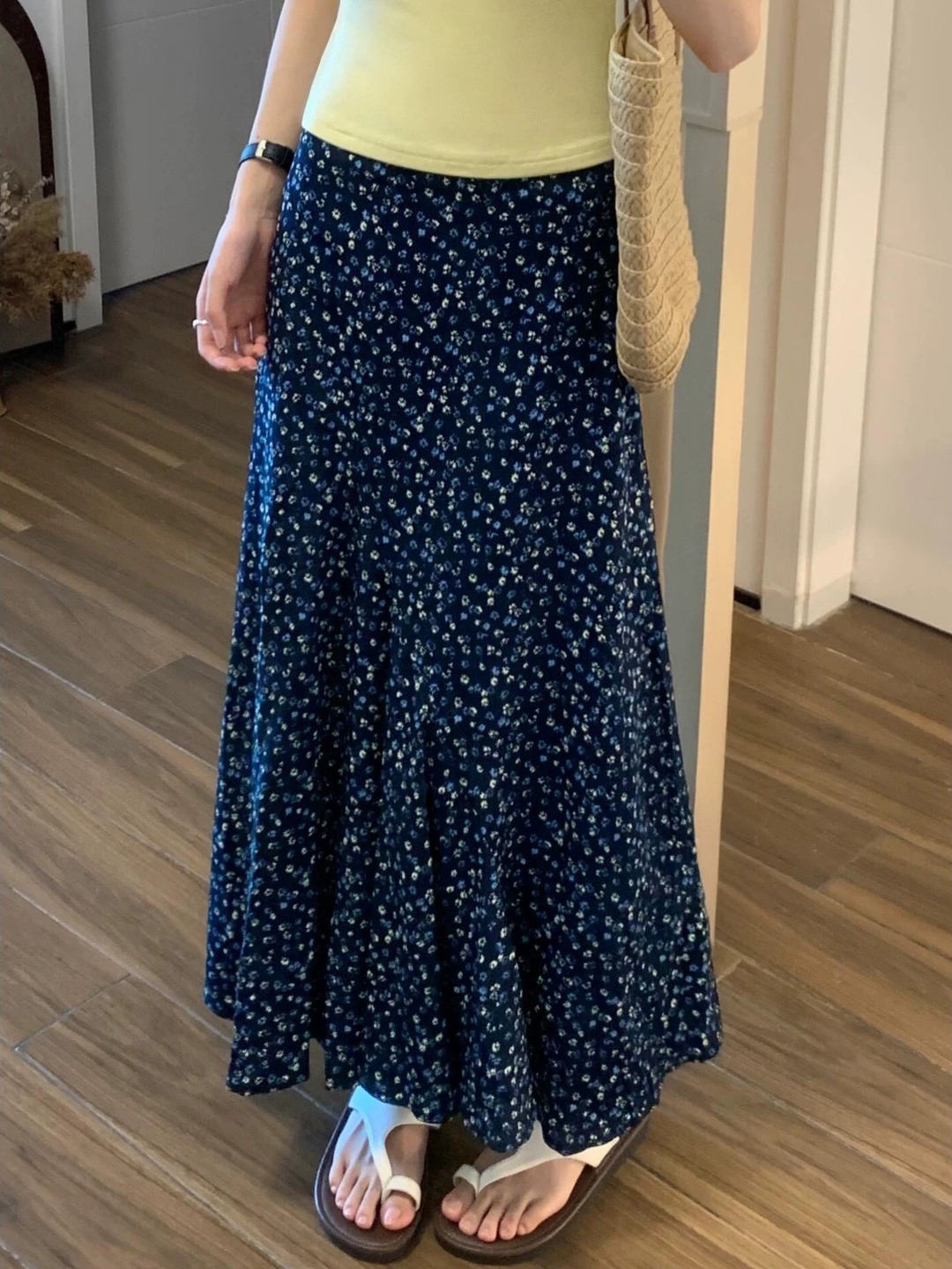 plus Size Floral Print A-Line  - Midi Skirt Floral avis et prix