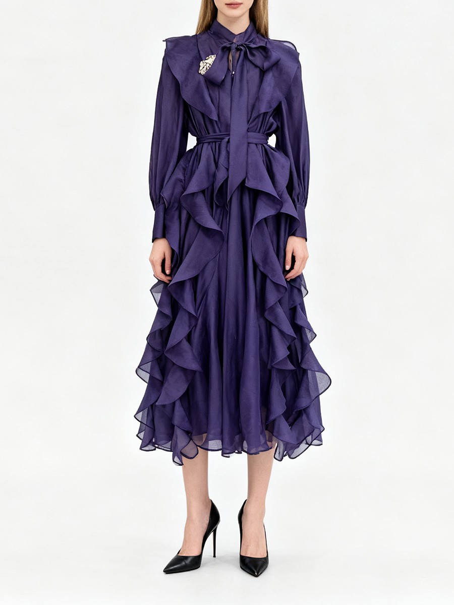 TWOTWINSTYLE Solid Spliced Ruf - Linen Dress Wrap avis et prix