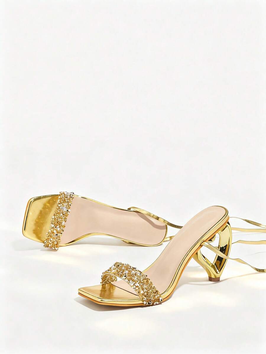 Womens Rhinestone-Embellished  - Sandal Strappy Heeled avis et prix
