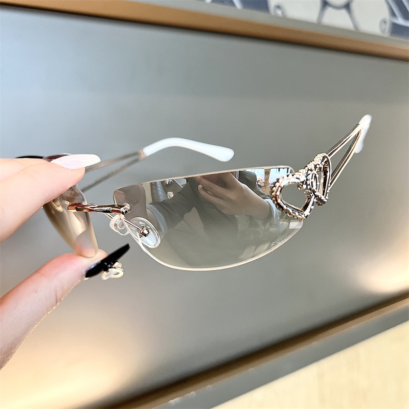 New Oval Cat Eye Frameless Mer - Sunglasses Cat Eye avis et prix