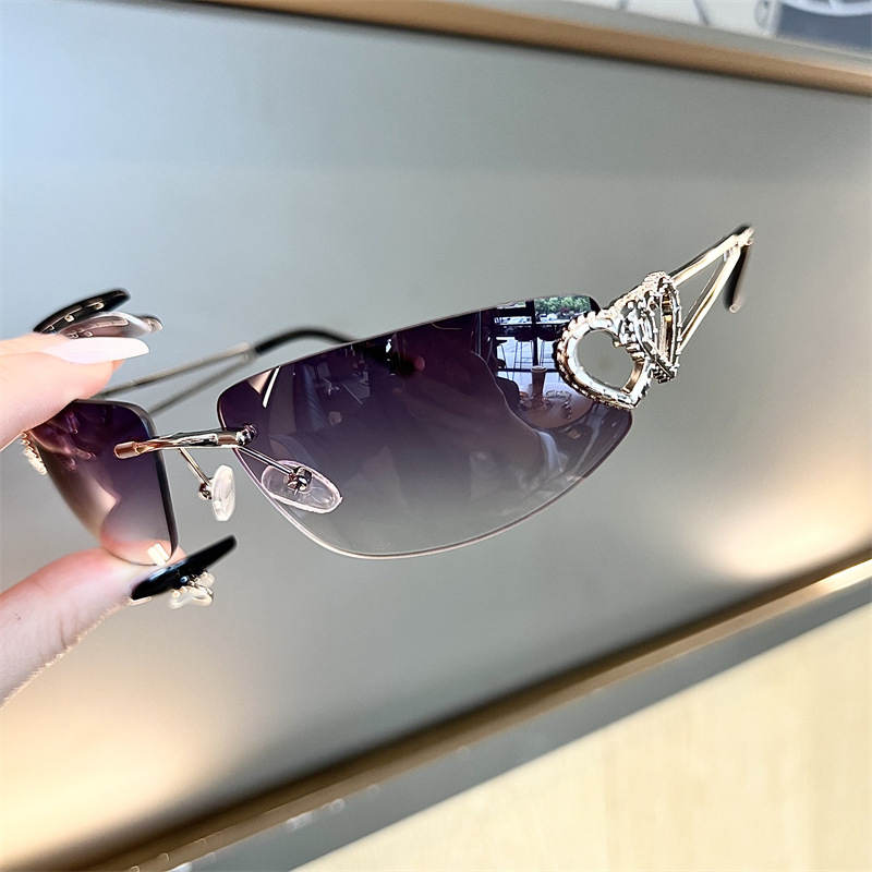 New Oval Cat Eye Frameless Mer - Sunglasses Cat Eye avis et prix