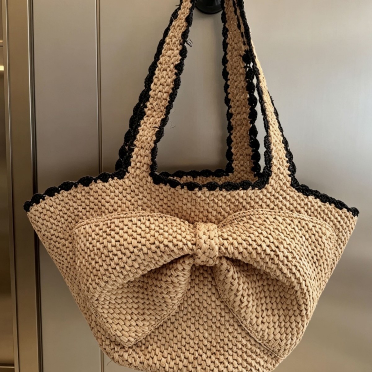 NEW raffia bow crochet handwov - Crochet Bag Raffia avis et prix