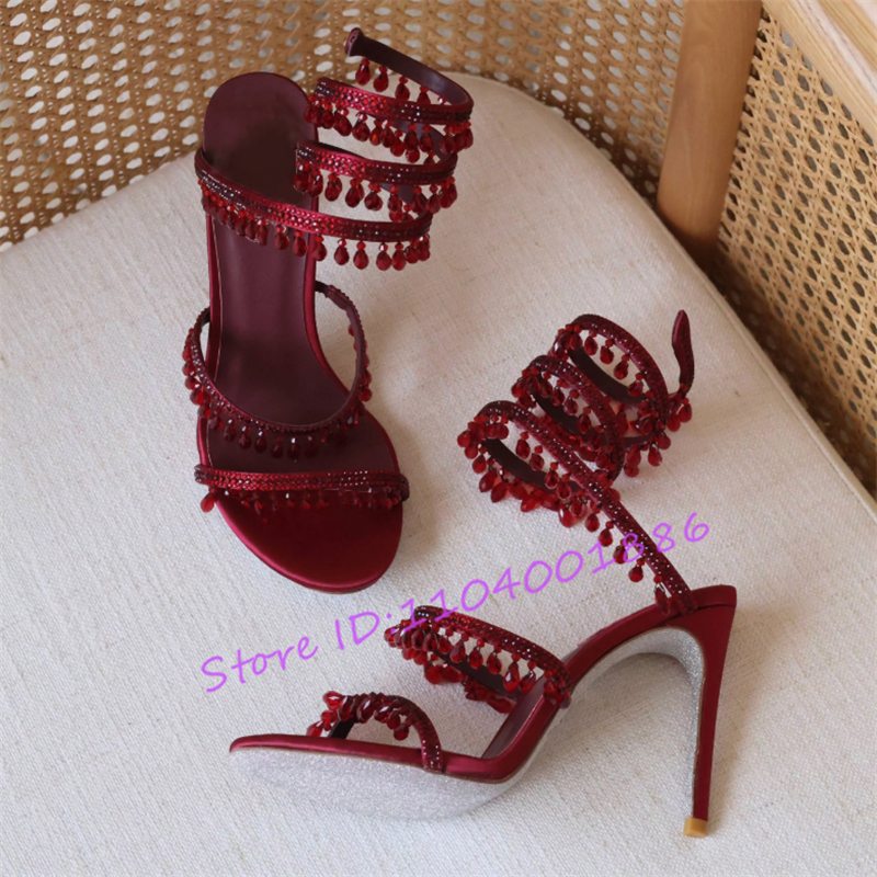 Rhinestone Snake Shape Ankle S - Sandal Strappy Heeled avis et prix