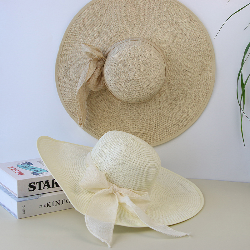 Summer Women Straw Hat Bowknot - Hat Floppy Wide avis et prix