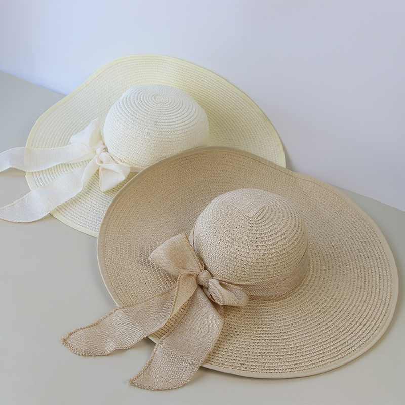 Summer Women Straw Hat Bowknot - Hat Floppy Wide avis et prix