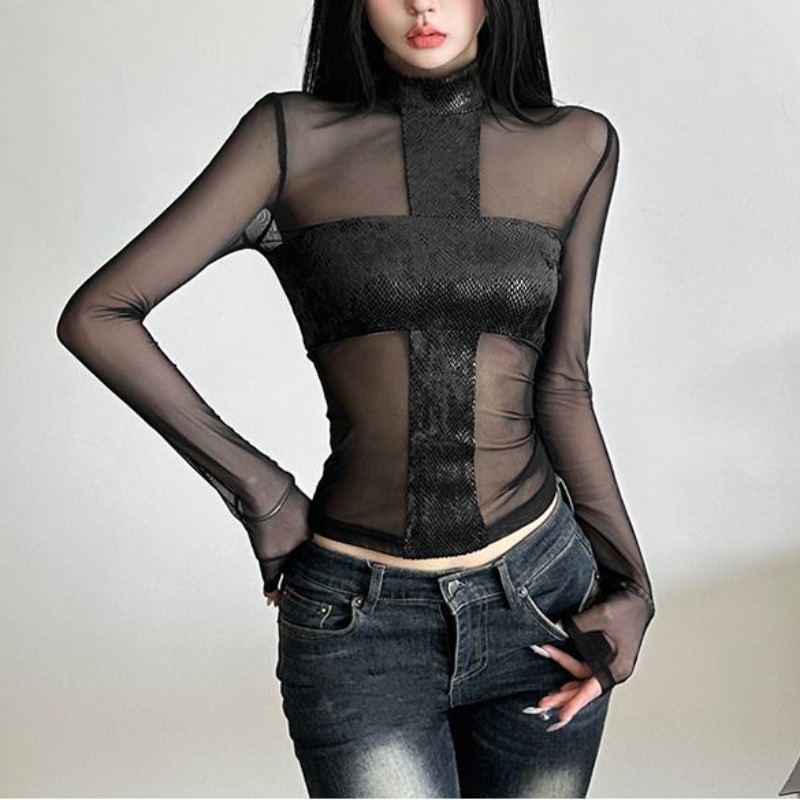 American Style Mesh Long Sleev - Blouse Off Shoulder avis et prix
