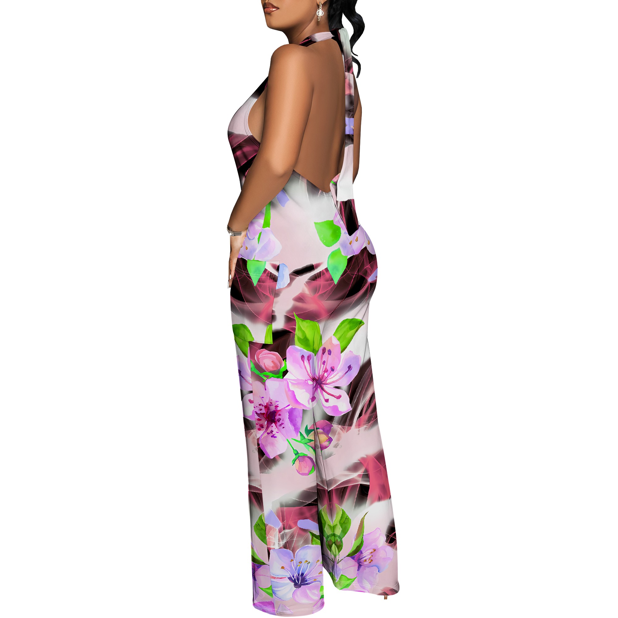 Floral Print Halter Jumpsuit - - Romper Floral Print avis et prix