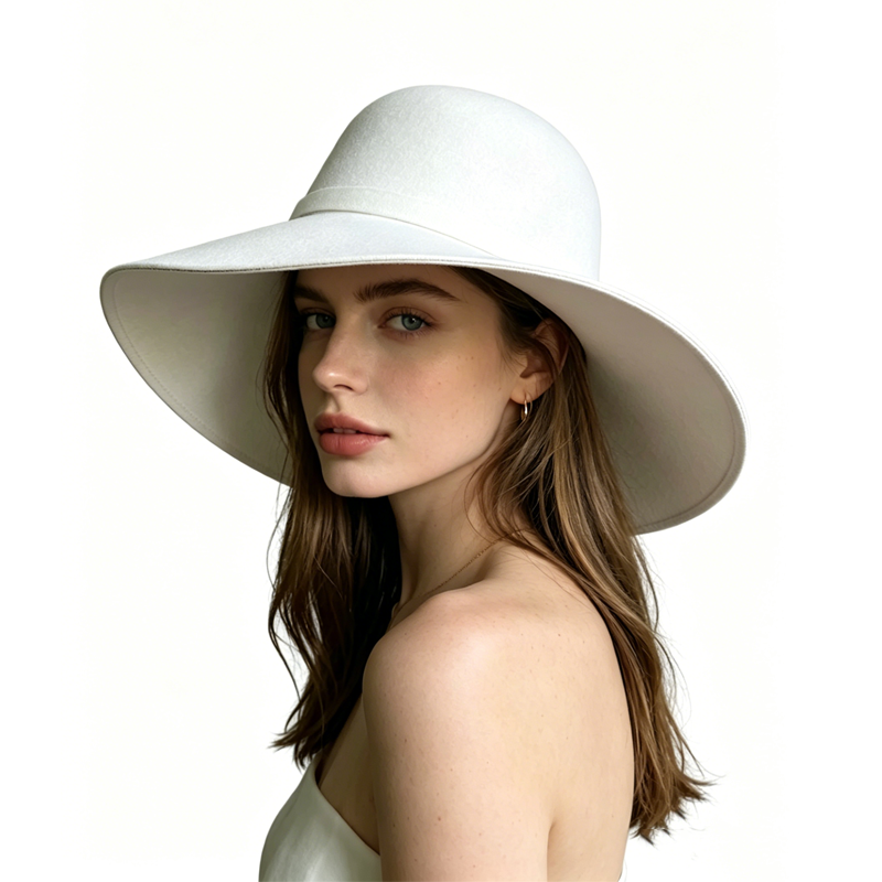 White Dome-shaped Ladies' Hat  - Hat Floppy Wide avis et prix