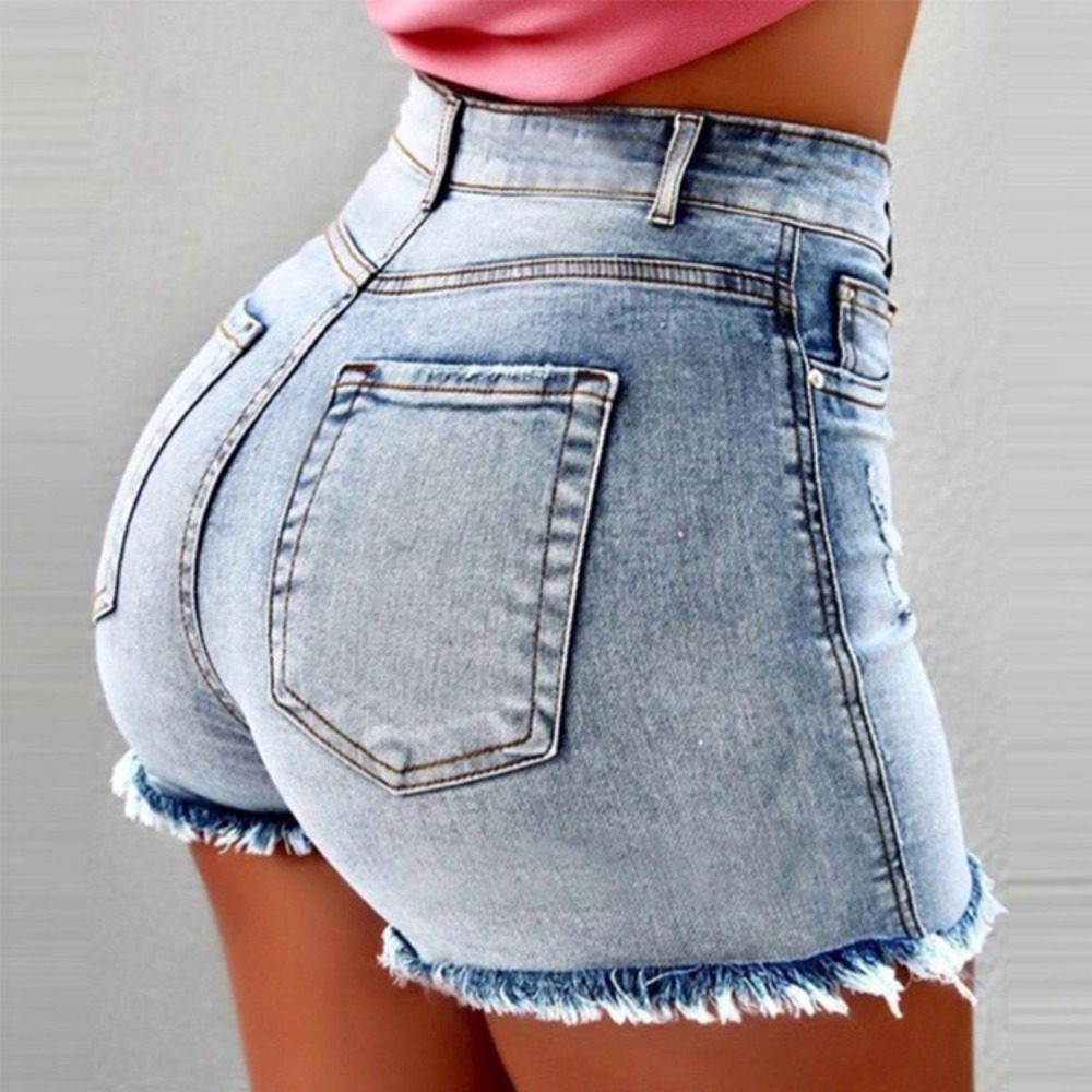 Women's High Waisted Denim Sho - Shorts Denim Frayed avis et prix