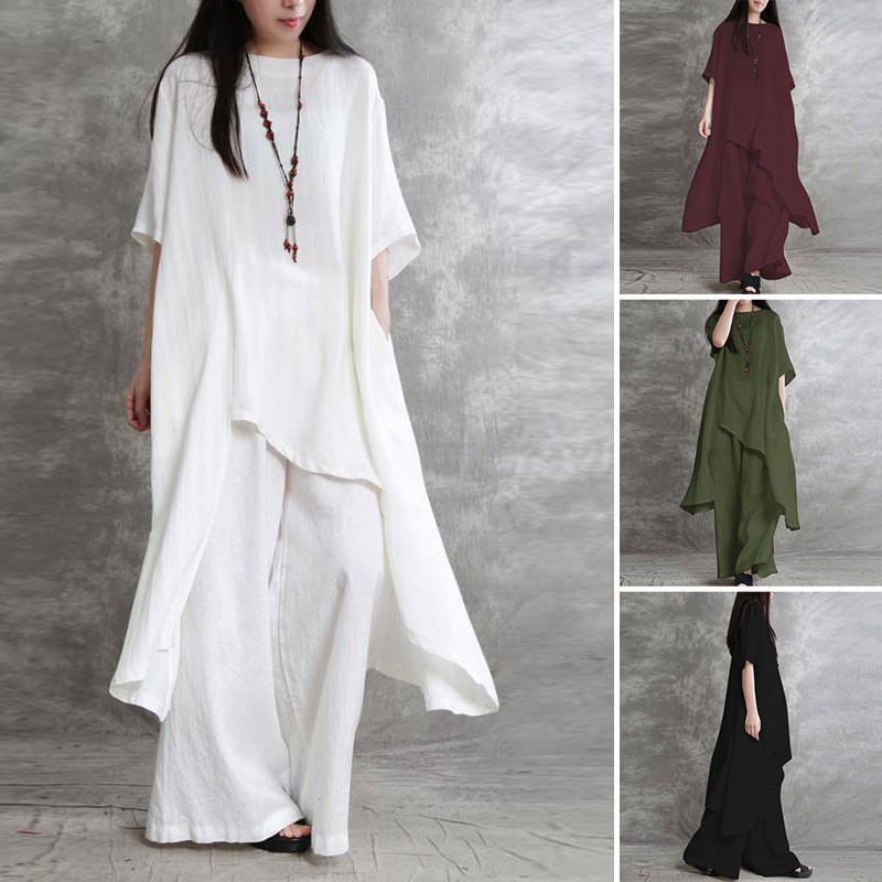 Women's Cotton Linen 2-piece S - Linen Pant Wide avis et prix