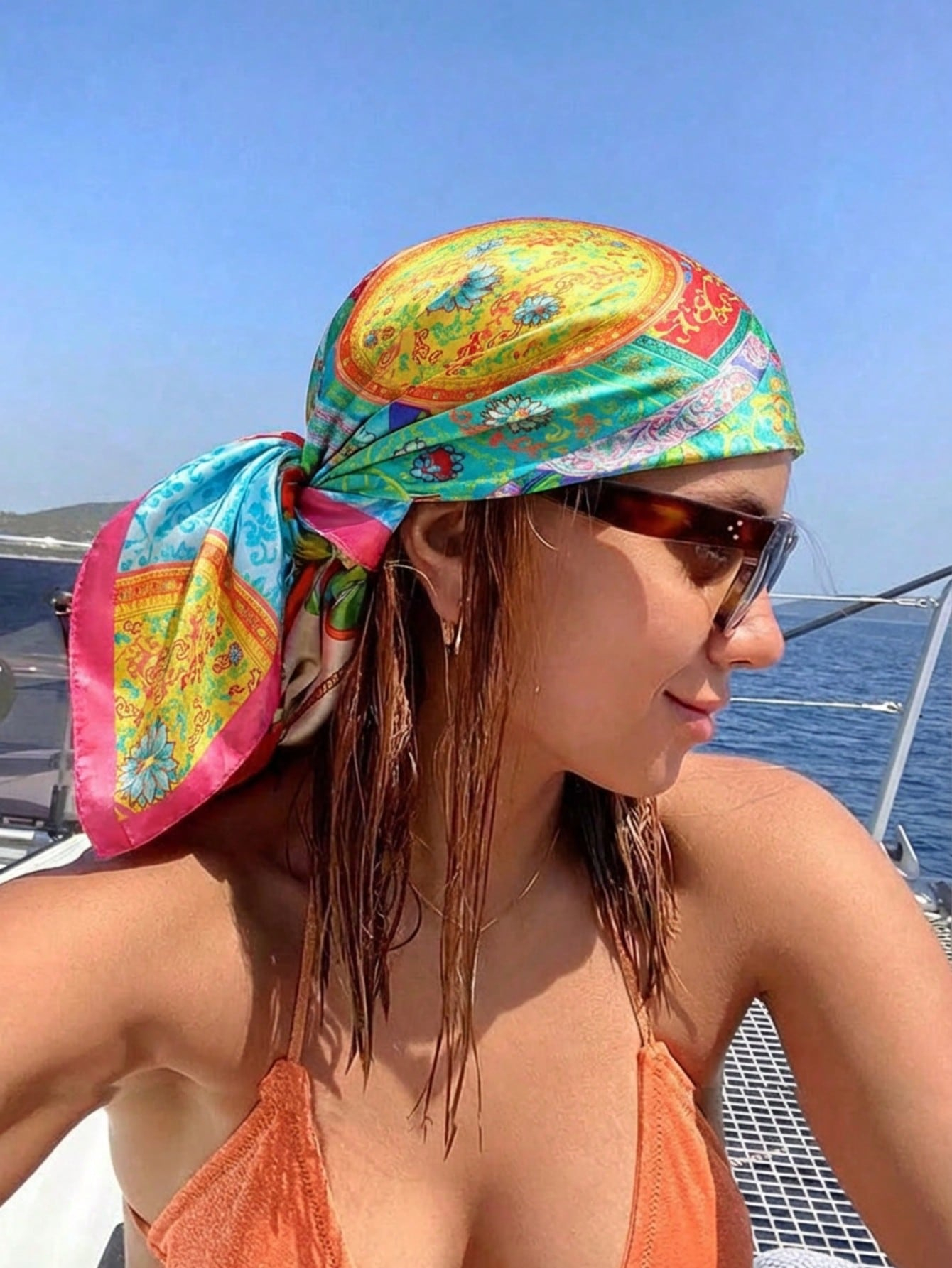 Luxury Brand Silk Satin Square - Headband Summer Knit avis et prix