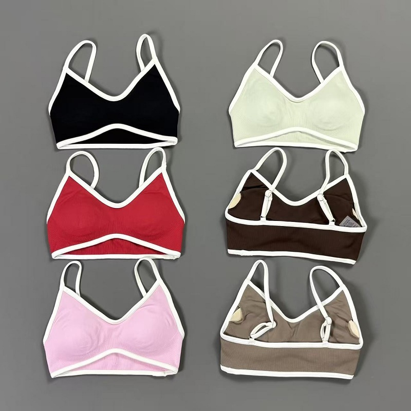 Women Contrastline Yoga Bra V  - Crop Top Crochet avis et prix