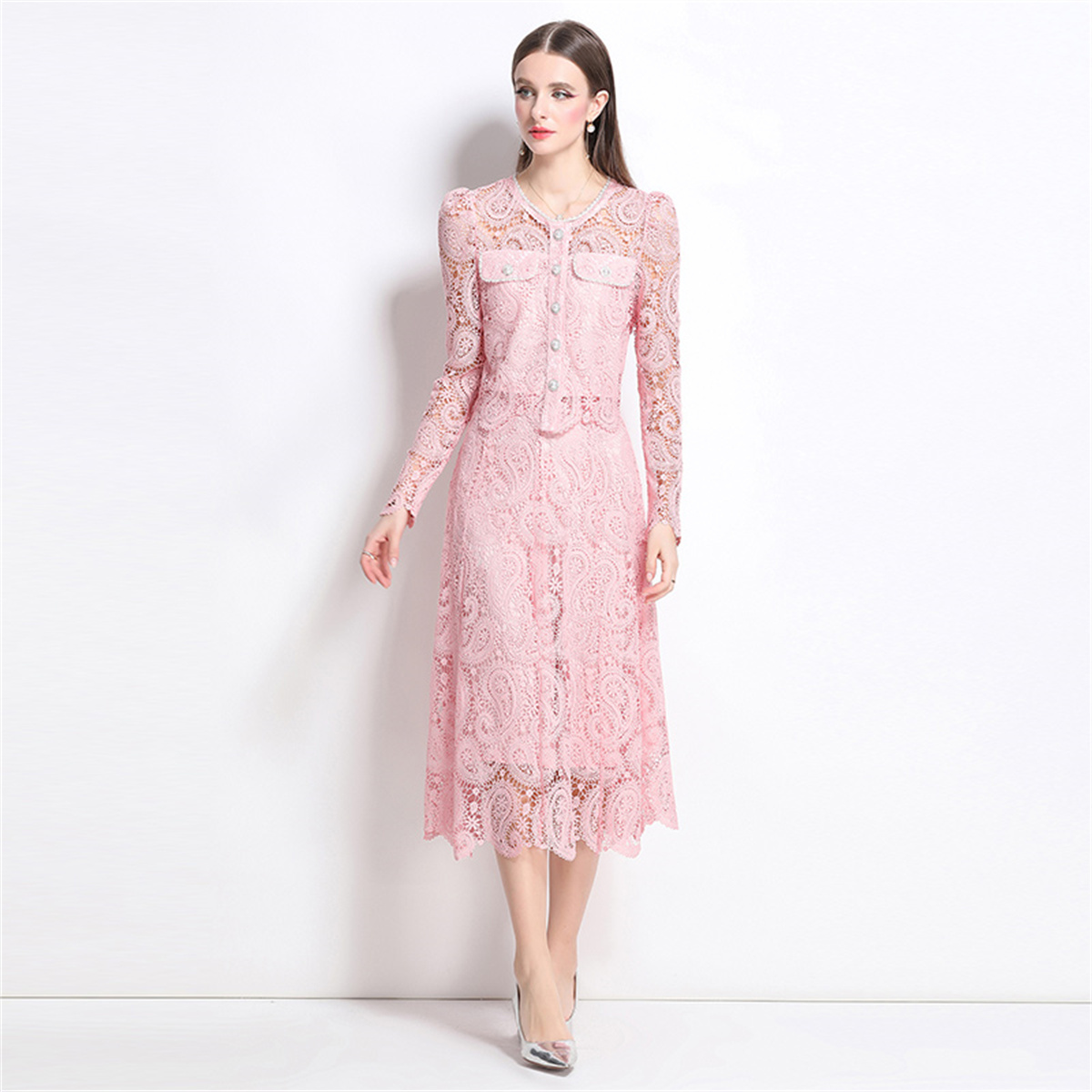 Spring Sweet Lace Flower Embro - Midi Skirt Floral avis et prix