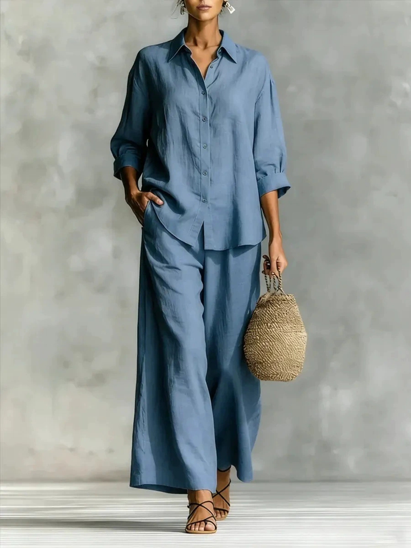 Women's New 7-Sleeve Shirt & W - Linen Pant Wide avis et prix