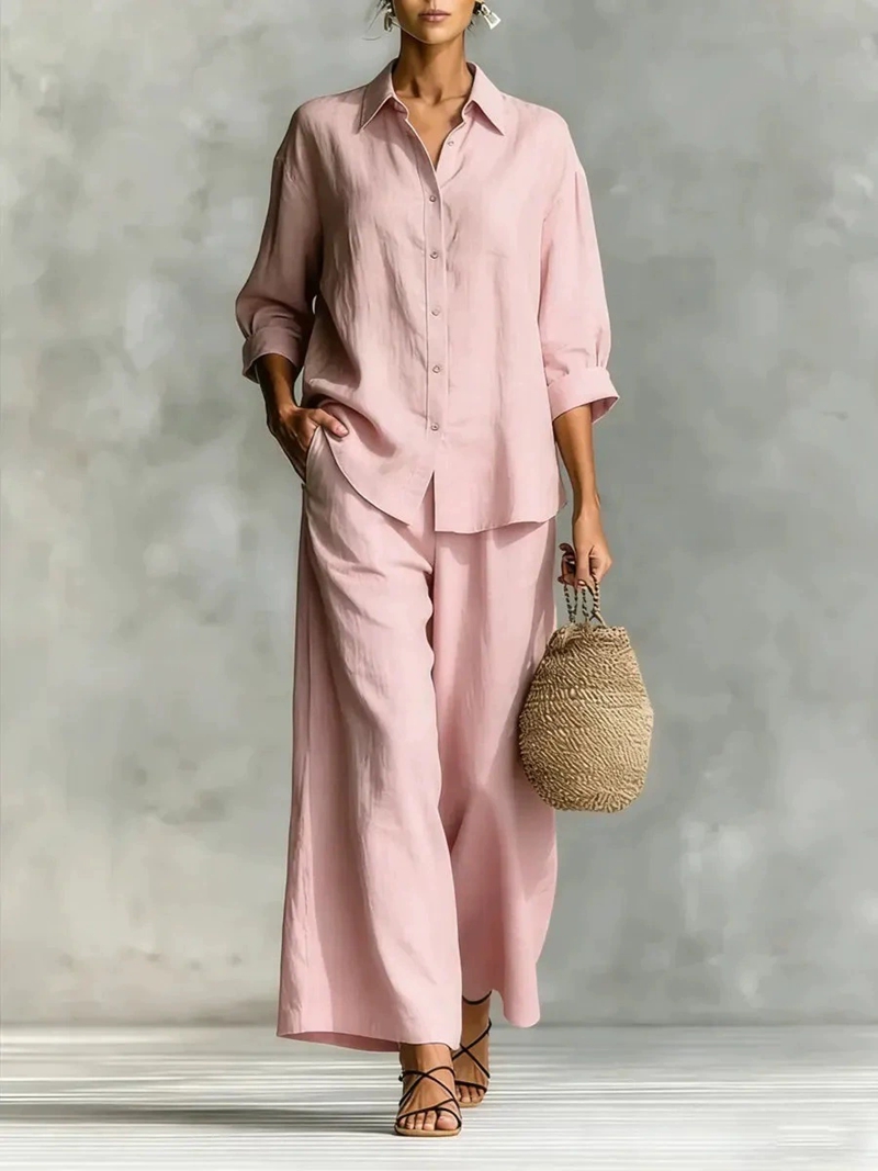 Women's New 7-Sleeve Shirt & W - Linen Pant Wide avis et prix