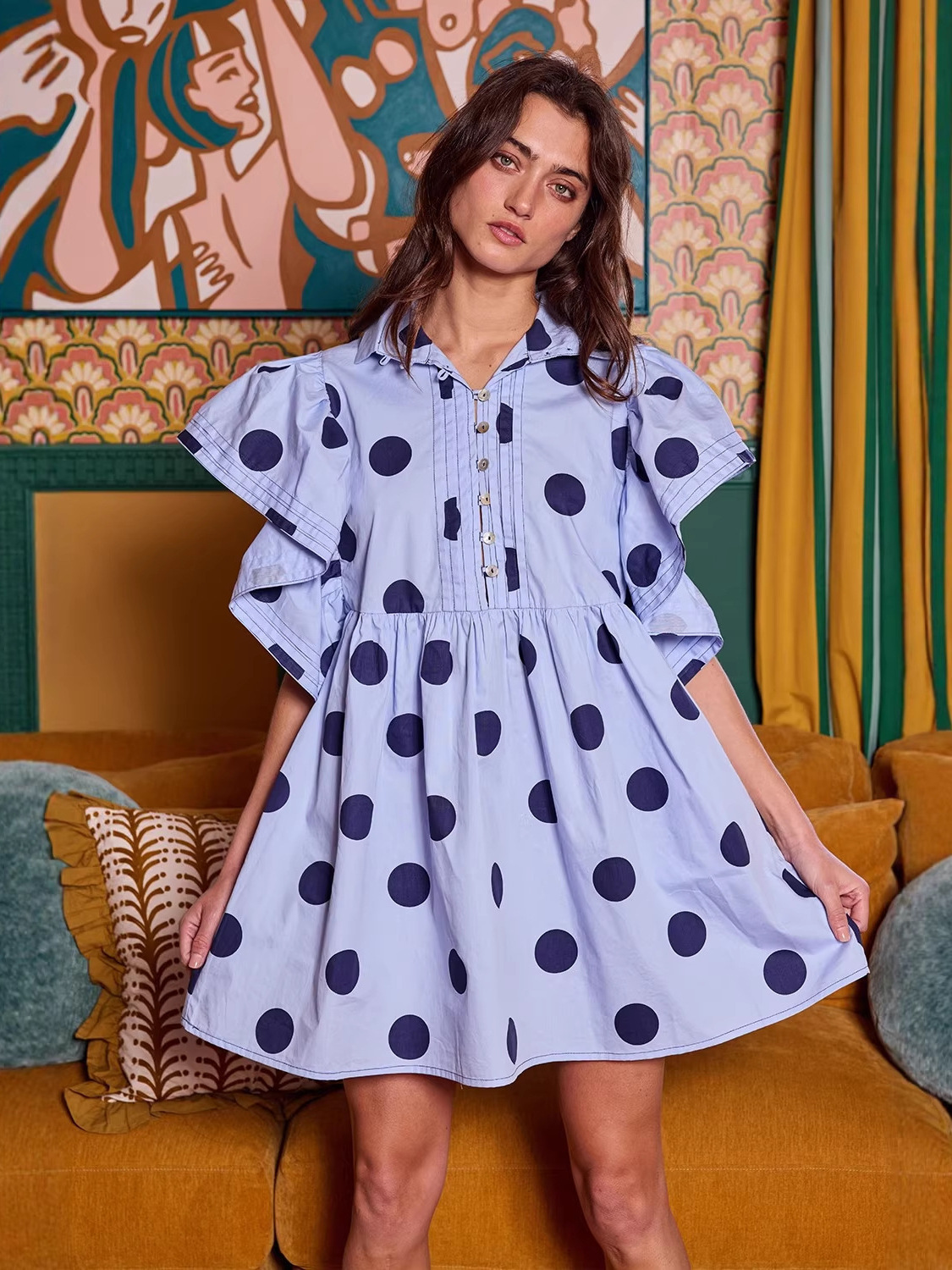 Spring Summer Polka Dot Print  - Blouse Off Shoulder avis et prix