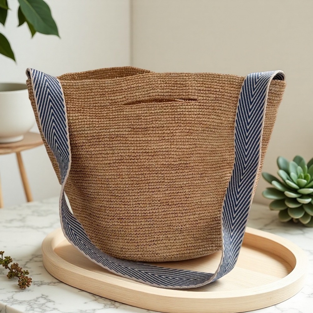 New Raffia Rainbow Bucket Bag  - Crochet Bag Raffia avis et prix
