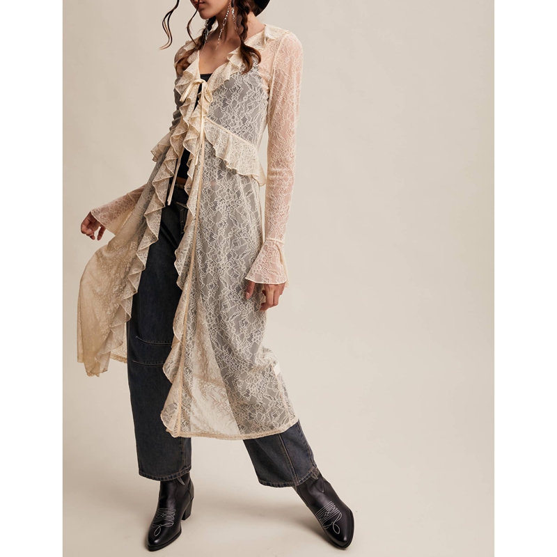 Women's Floral Lace Mesh Tie F - Kimono Sheer Floral avis et prix