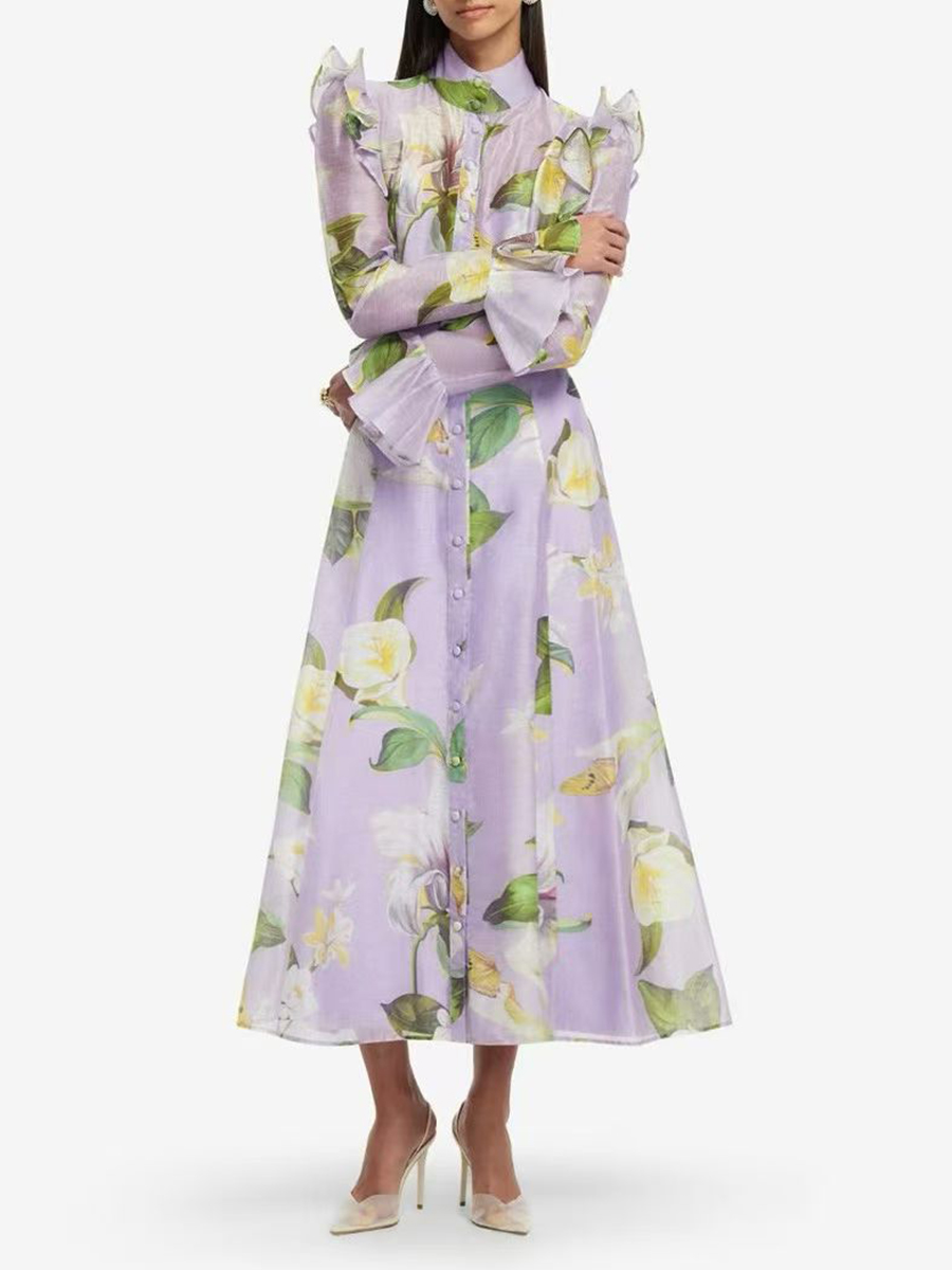 TWOTWINSTYLE Printing Spliced  - Linen Dress Wrap avis et prix