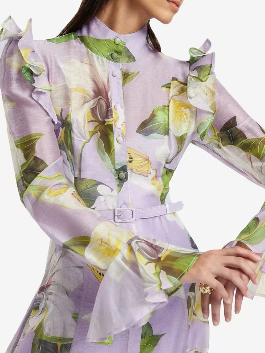 TWOTWINSTYLE Printing Spliced  - Linen Dress Wrap avis et prix