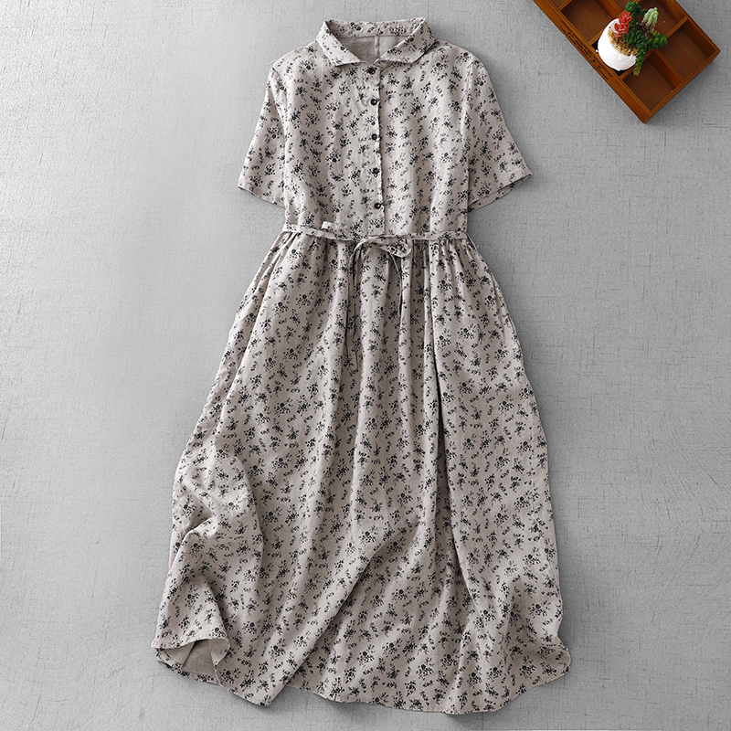 Summer Floral Cotton Linen Dr  - Midi Skirt Floral avis et prix
