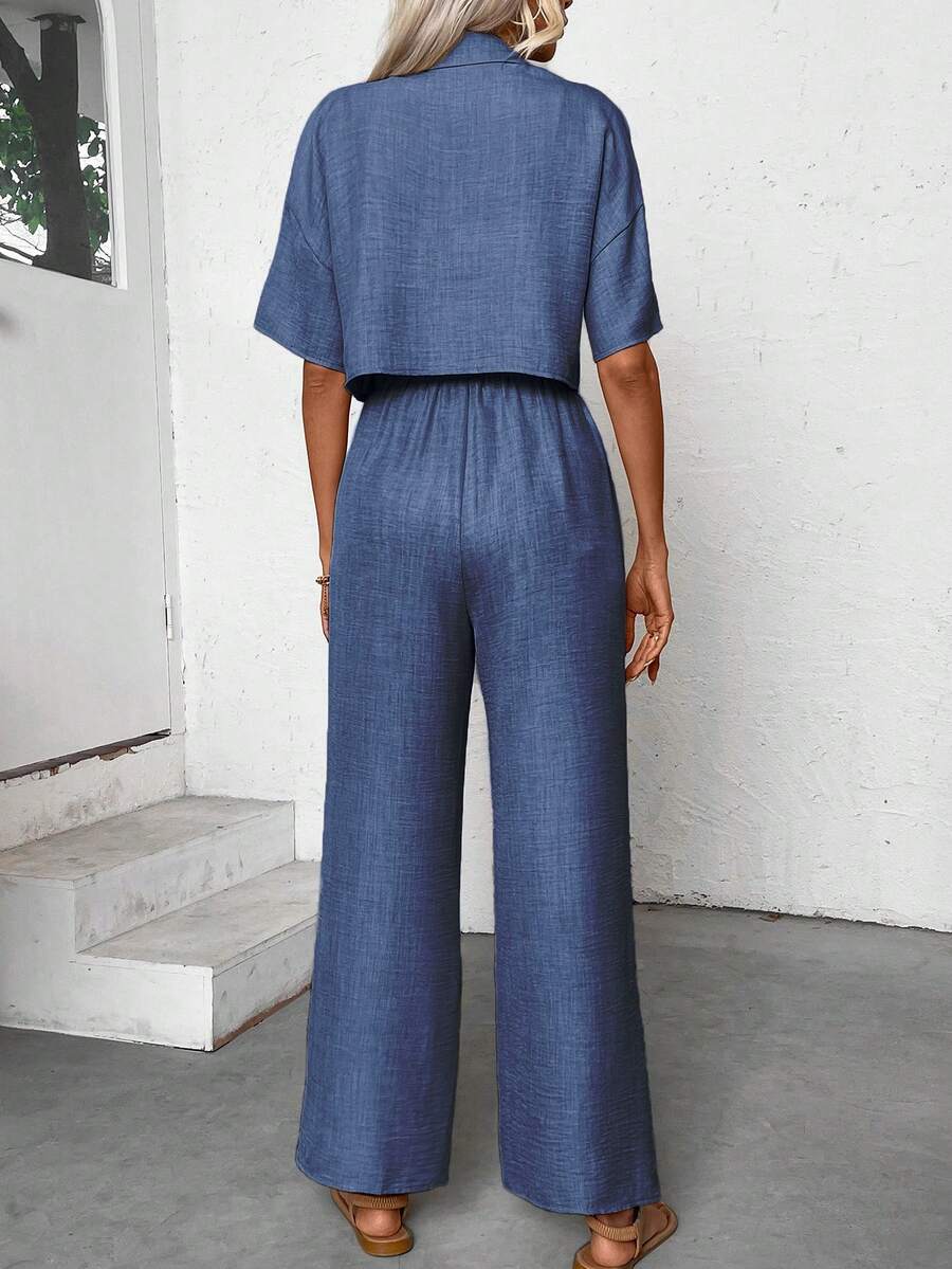 Womens Linen Short Sleeve Shir - Linen Pant Wide avis et prix