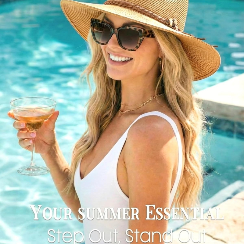 1pc Summer Straw Beach Sun Hat - Hat Floppy Wide avis et prix