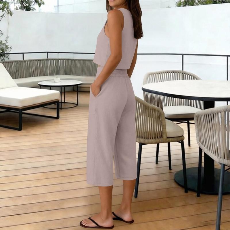 77HE Women's 2 Piece Outfits S - Linen Pant Wide avis et prix