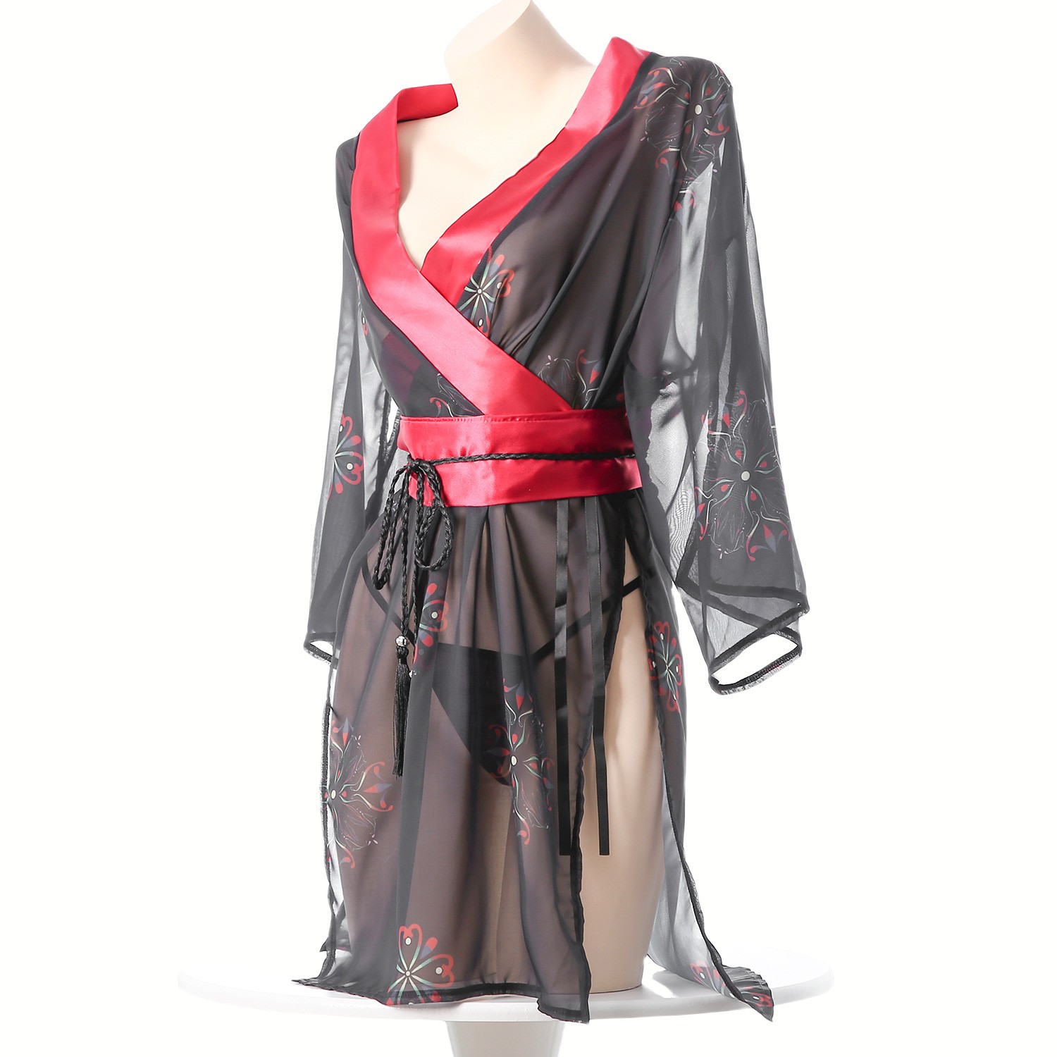 Women's Black Sheer Mesh Japan - Kimono Sheer Floral avis et prix