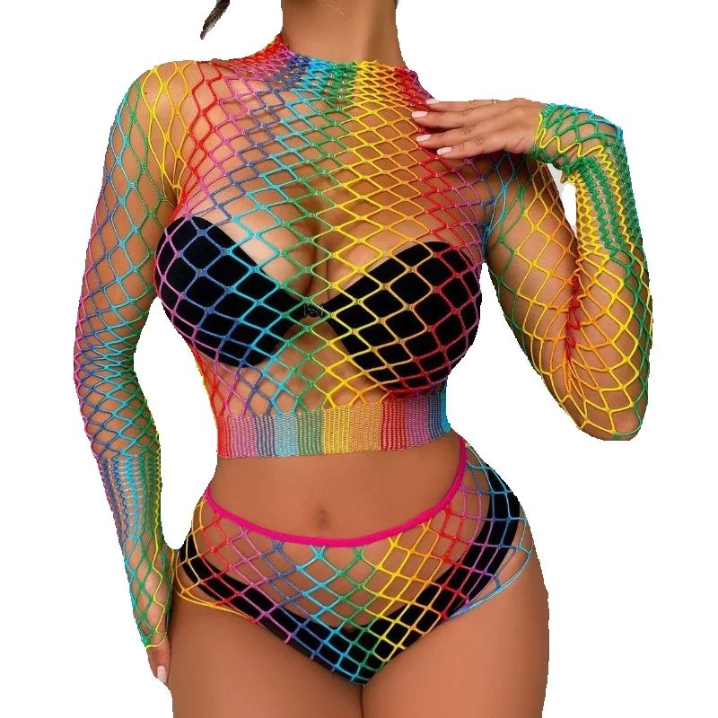 Sexy Rainbow Mesh Lingerie Set - Bralette Triangle Set avis et prix