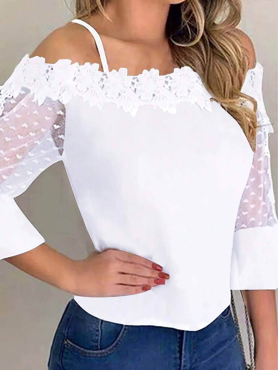 Purple Floral Print Off Should - Blouse Off Shoulder avis et prix