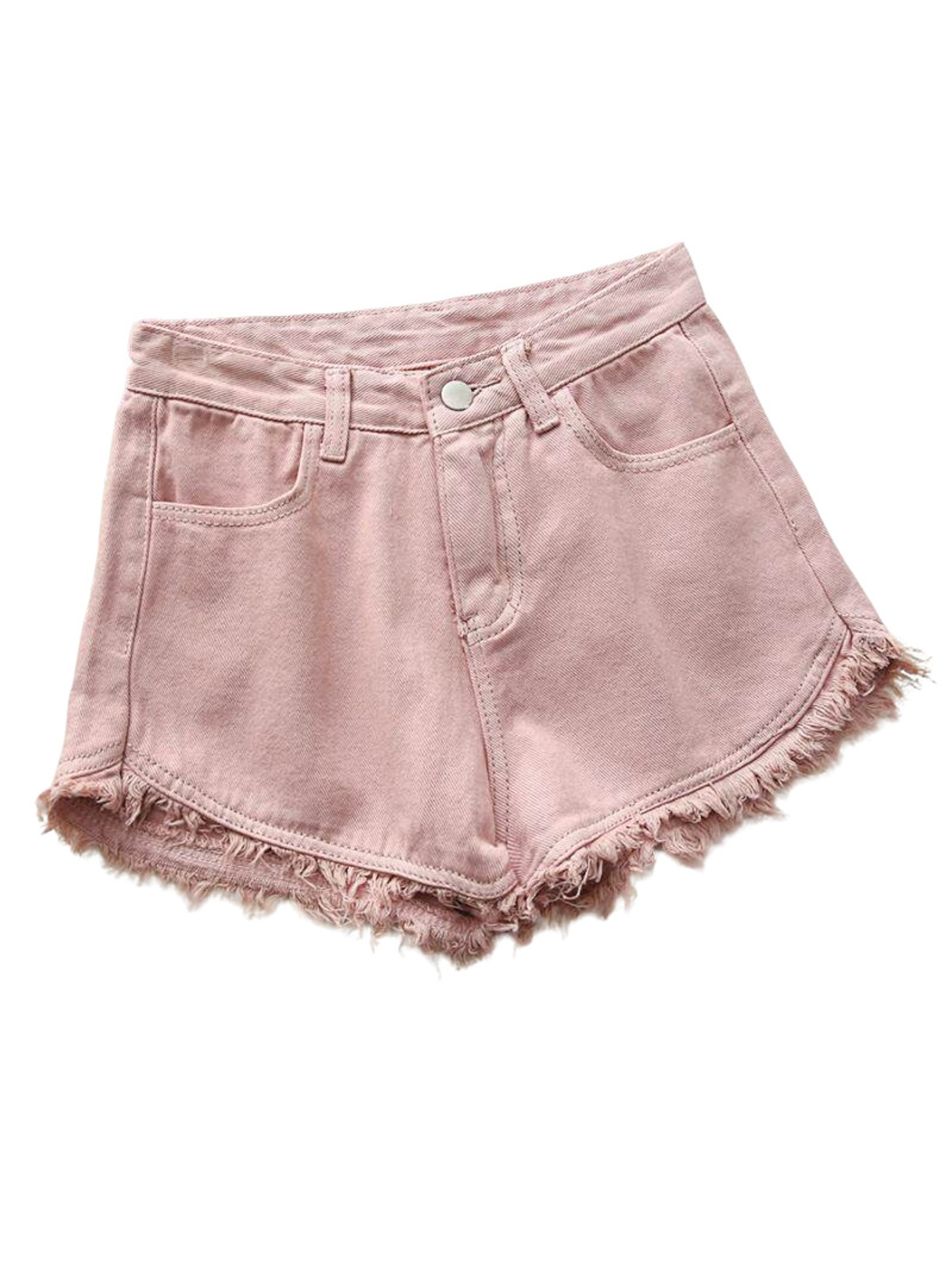 Women's High Waist Denim Short - Shorts Denim Frayed avis et prix