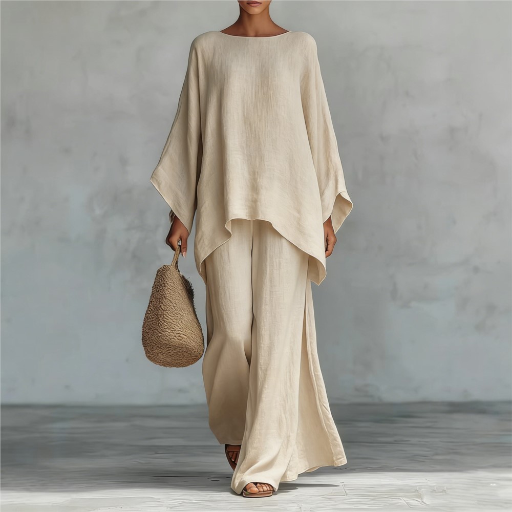 Fashion Linen Loose Long-sleev - Linen Pant Wide avis et prix